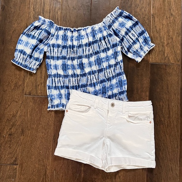 NWOT Zara Girls Kids Blue Tie-Dye cropped Puff Sleeve Top 10/12 13/14 - Picture 12 of 15